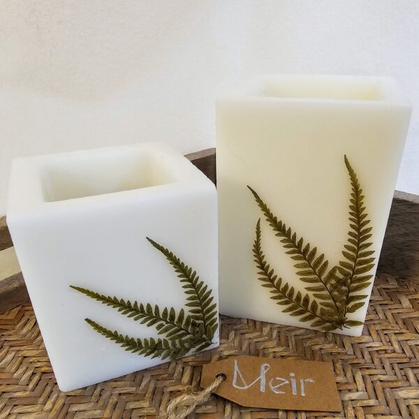 Square Hollow Fern Candles - 2 candles - Image 2